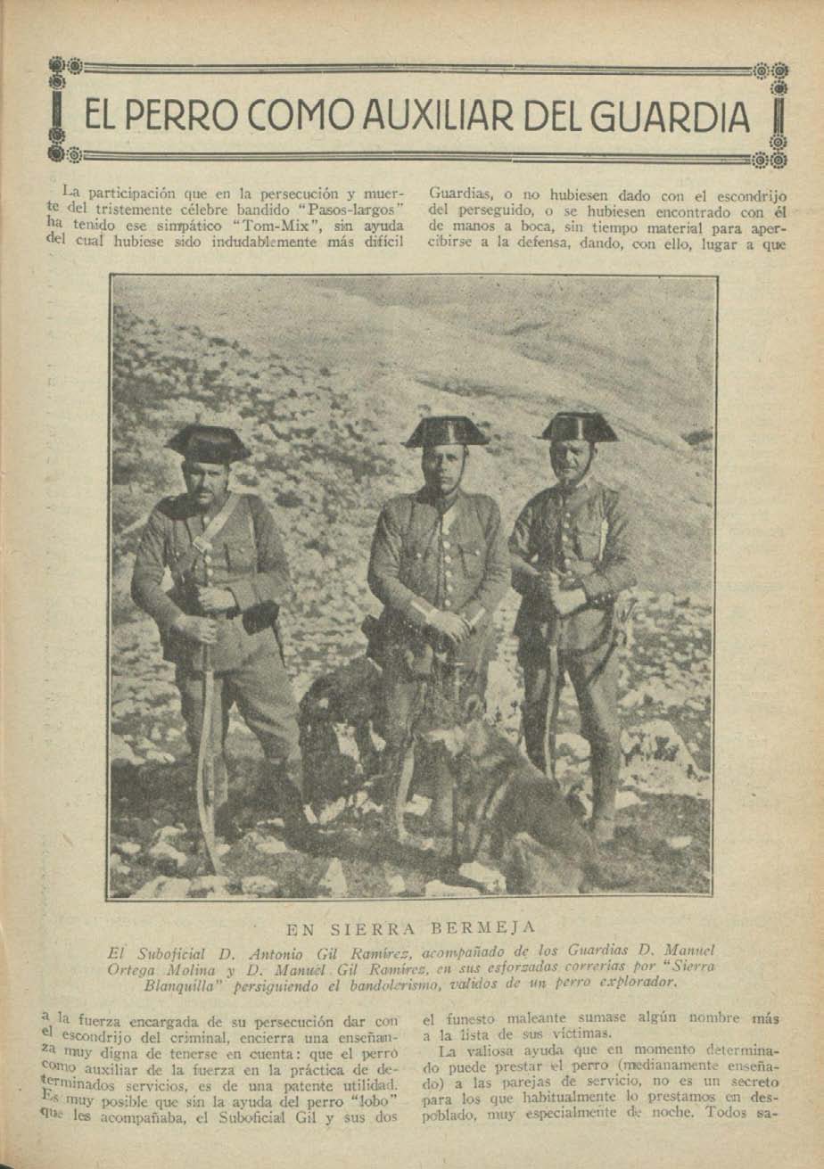 El perro como auxiliar del guardia, Revista Técnica de la Guardia Civil, 1934