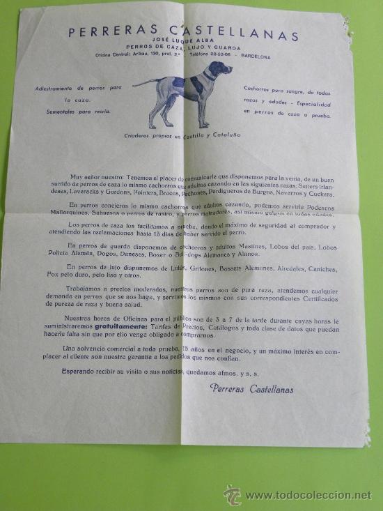 Carta comercial de Perreras Castellanas